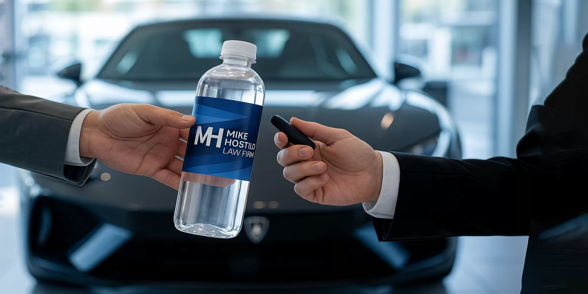 a person handing a bottle of water to another person