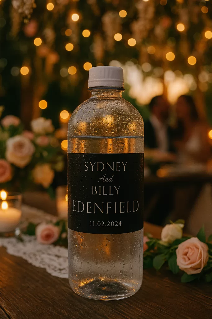 Custom labeled bottled water for weddings