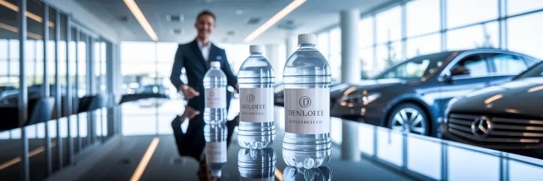 Auto dealership showroom custom water bottles